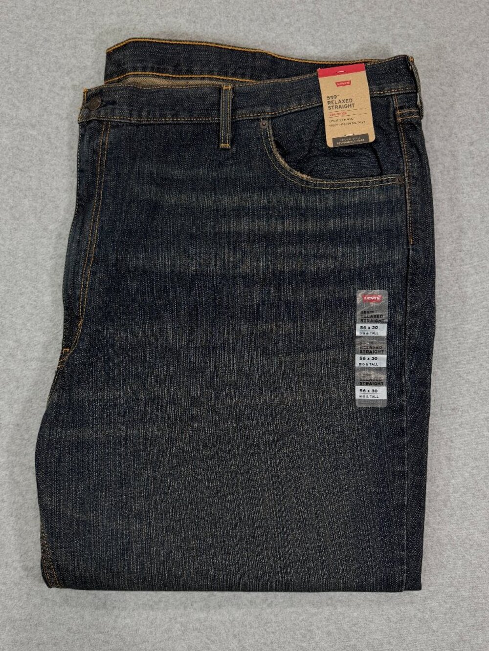 Levi's 559 Relaxed Straight Jeans Mens 56x30 Big & Tall Dark Wash Blue Denim NWT